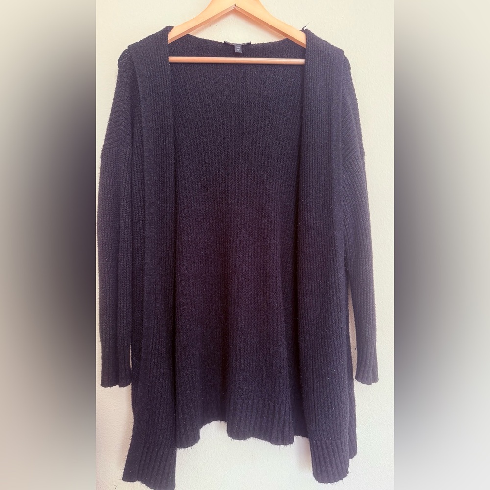 Express Black Long Sweater Cardigan with Pockets and Hood Size Medium